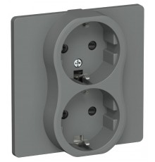 FLITE Розетка 2-ая с заземлением со шторками 16А РСш12-0-К-ФлМА мокрый асфальт  FI-R24C-16-K80  IEK