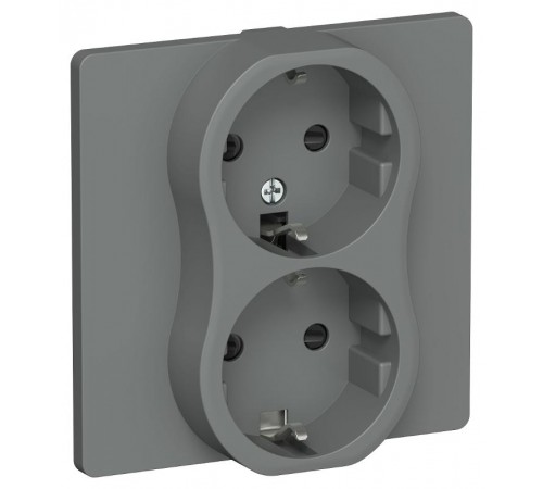 FLITE Розетка 2-ая с заземлением со шторками быстрозажимные клеммы 16А РСш12-1-К-ФлМА мокрый асфальт  FI-R24C-16-1-K80  IEK