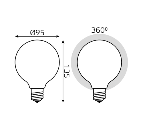 Лампа светодиодная Filament G95 10W 1070lm 3000К Е27 milky LED 1/20  189202110  Gauss