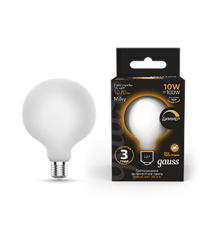 Лампа светодиодная Filament G95 10W 1070lm 3000К Е27 milky диммируемая LED 1/20  189202110-D  Gauss