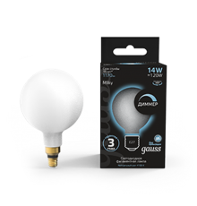 Лампа светодиодная Filament G200 14W 1170lm 4100К Е27 milky диммируемая LED 1/4  153202214-D  Gauss