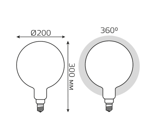 Лампа светодиодная Filament G200 14W 1170lm 4100К Е27 milky диммируемая LED 1/4  153202214-D  Gauss