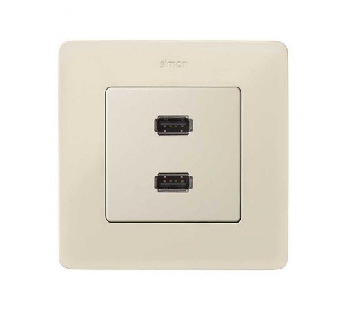 Simon 82 Накладка для коннектора 2*USB 2.0 типа А, "мама", S82, S82N, S82 Detail, слоновая кость  8201090-031  Simon