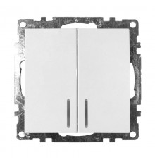 Выключатель электрический 2-клавишный c индикатором (механизм), серия Катрин, GLS10-7102-01, белый  39301  STEKKER