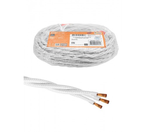 Ретро провод "Эко" 3х1,5 витой ГОСТ белый (10м)  SQ2801-0303  TDM