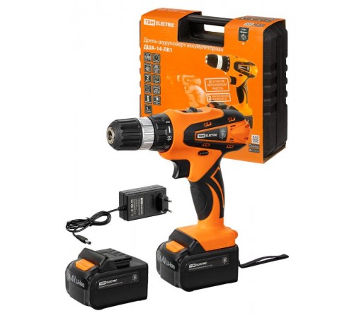 Дрель-шуруповерт акк. ДША-14-ЛК1 14 В, 1,3 А*ч Li-Ion 2 шт, 26 Нм, 0-1400 об/мин, кейс, "Гранит"  SQ1030-0203  TDM