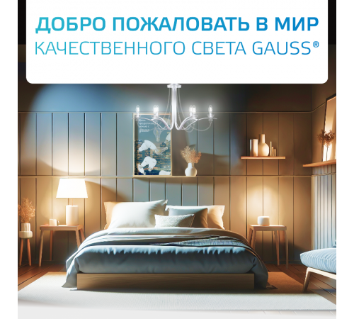 Лампа светодиодная   Filament Elementary А60 9W 730lm 4100К Е27 LED 1/10/50  22229  Gauss