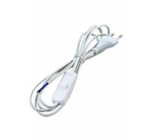Сетевой шнур KF-HK-1 230V 1.9м (с выключателем) белый  23048  FERON