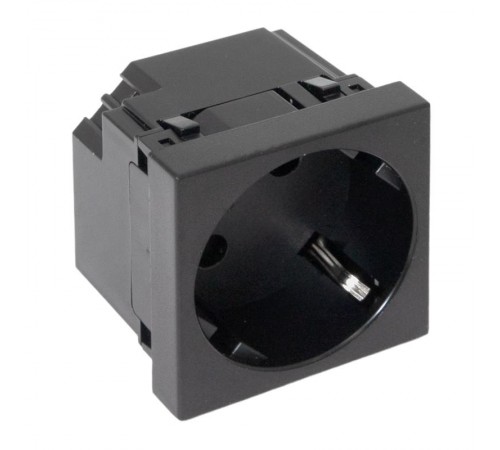 Розетка 45х45 с зазем. 45 градусов, быстрозажимные клеммы, черная, матоваяE2MR16-028-30-45-SL EKF