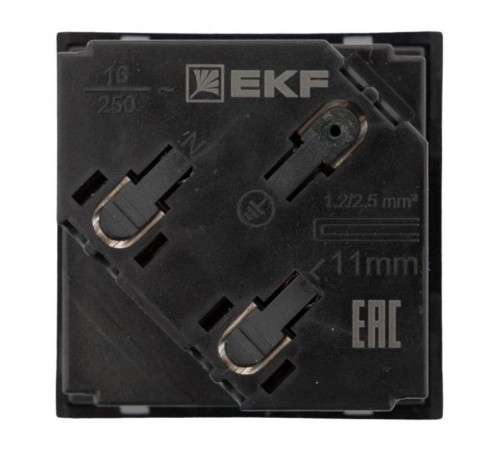 Розетка 45х45 с зазем. 45 градусов, быстрозажимные клеммы, черная, матоваяE2MR16-028-30-45-SL EKF