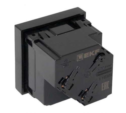 Розетка 45х45 с зазем. 45 градусов, быстрозажимные клеммы, черная, матоваяE2MR16-028-30-45-SL EKF