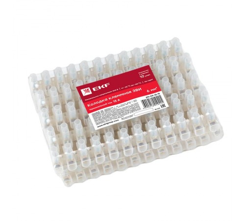 Клеммная колодка полиэтилен 1,5-6(10) мм2 15А 12 секций (уп. 10 шт.) EKF  plc-KK-12-15  EKF