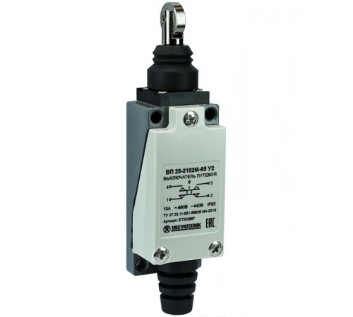 ВП 25-2102М-65 У2, толкатель с роликом, 1з+1р, безинерционный, 21х56 мм, 3А, IP65, выключатель путевой (ЭТ)  ET003887  Электротехник