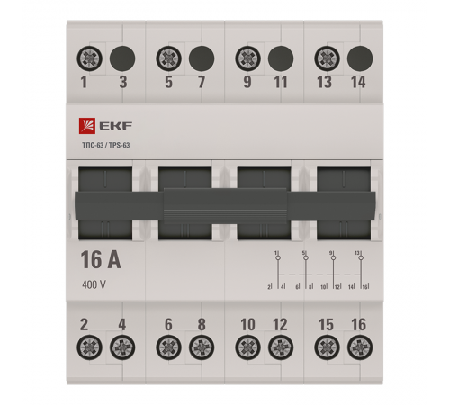 Трехпозиционный переключатель ТПС-63 4P 16А  TPS416  EKF