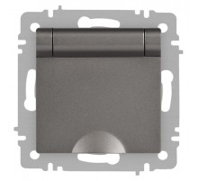 Розетка Intro Accent 6-203-09 2P+E Schuko с крышкой, 16А-250В, IP20, СУ, AL/CU, титан  Б0063471  Intro