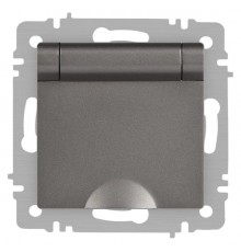 Розетка Intro Accent 6-203-09 2P+E Schuko с крышкой, 16А-250В, IP20, СУ, AL/CU, титан  Б0063471  Intro