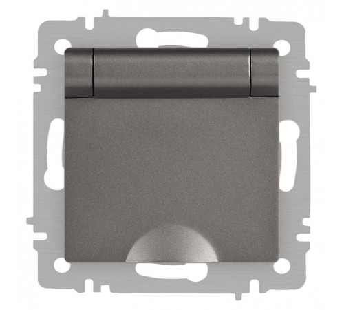 Розетка Intro Accent 6-203-09 2P+E Schuko с крышкой, 16А-250В, IP20, СУ, AL/CU, титан  Б0063471  Intro
