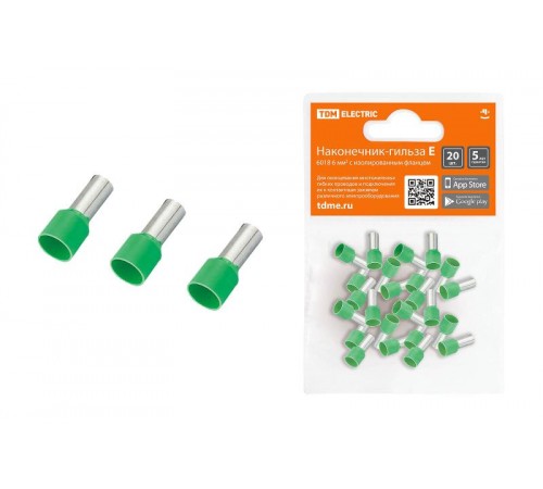 Наконечник-гильза Е6018 6мм2 с изолированным фланцем (20шт)  SQ0568-0044  TDM