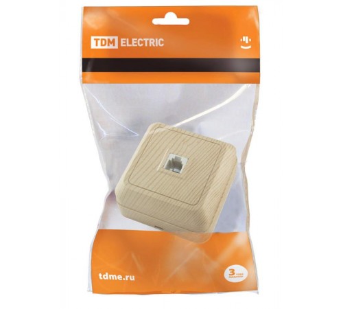 Розетка TФ (RJ-11) открытой установки IP20, сосна "Ладога"   SQ1801-0057  TDM