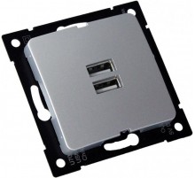 РС-USB-420-06 Розетка "Мастер" USB, С/У, механизм, цвет серебро  РС-USB-420-06  HEGEL
