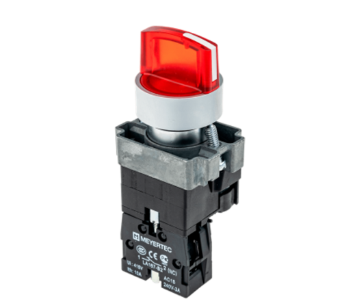 Переключатель с LED подсветкой, 220V AC/DC, красный, 3 полож. 1NC, фикс., мет. MTB2-BK3463  58225  ОВЕН