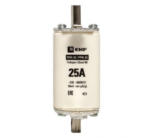 Плавкая вставка ППН-33 160/ 25А габарит 00  fus-33/160/25  EKF
