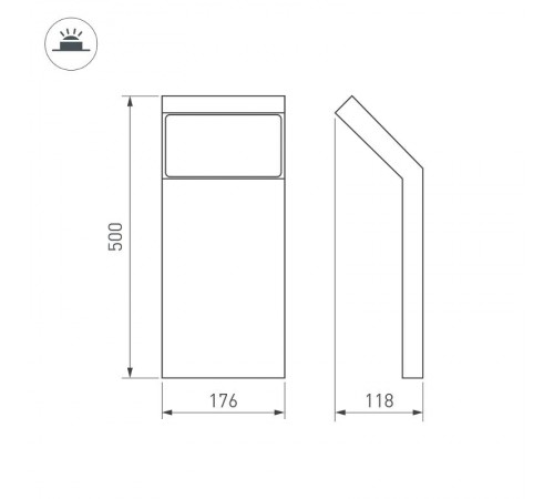 Светильник LGD-ECRAN-BOLL-H500-9W Warm3000 (GR, 108 deg, 230V) (Arlight, IP65 Металл, 3 года)  029991  Arlight