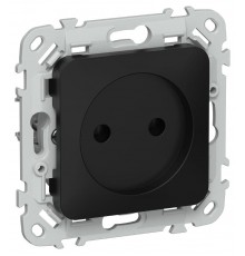 FLITE Розетка без заземления без шторок 10А РС01-0-ФлЧ черный  FI-R10-10-K02  IEK