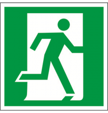 Знак безопасности BL-1515.E01-02"Выход здесь (прав.)"  a12755  Белый свет