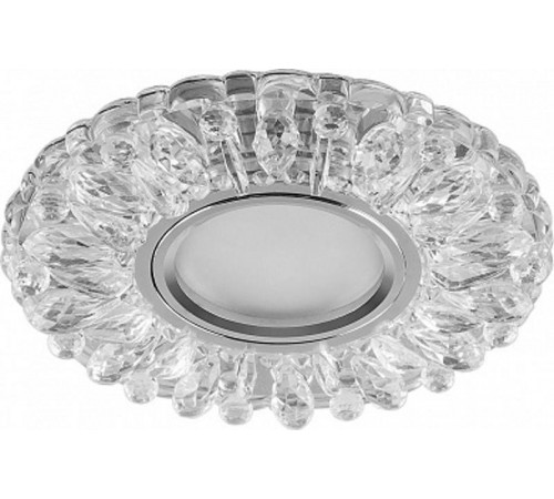 Светильник точечный встраиваемый под лампу, с LED подсветкой CD914 15LED*2835 SMD 4000K, MR16 50W G5.3, прозрачный, хром  28985  FERON