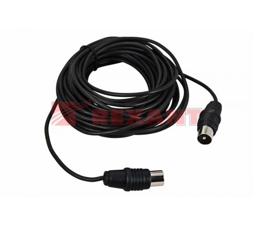 ВЧ кабель, ТВ штекер - ТВ штекер, длина 1,5 метра, черный  17-5021  REXANT