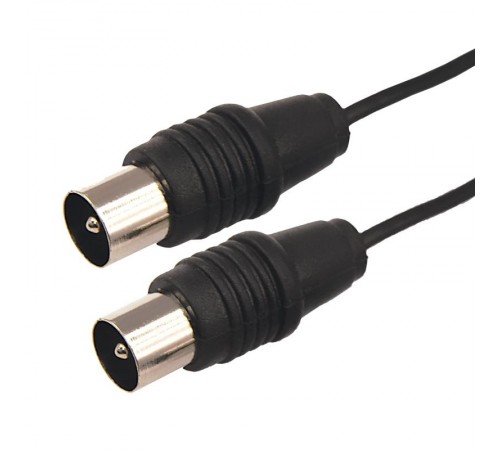 ВЧ кабель, ТВ штекер - ТВ штекер, длина 1,5 метра, черный  17-5021  REXANT