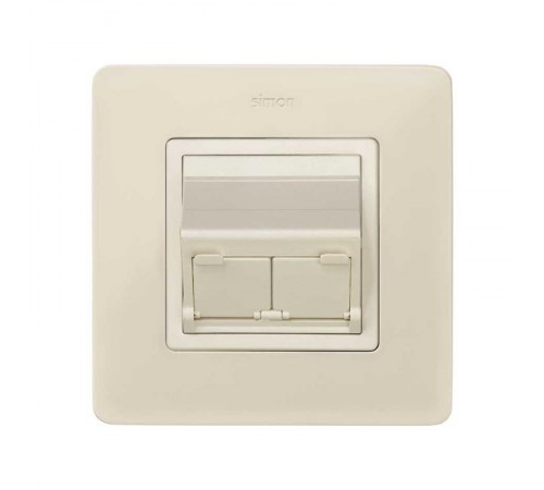 Розетка наклонная для передачи данных со шторками на 2 разъема RJ45 цвета слоновая кость S82  82579-31  Simon