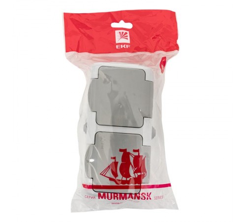 Мурманск Розетка 2-местная 16А с заземлением с крышкой IP54 серый с защитными шторками EKF  EFR16-129-30-54  EKF