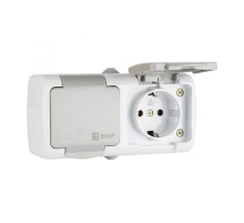 Мурманск Розетка 2-местная 16А с заземлением с крышкой IP54 серый с защитными шторками EKF  EFR16-129-30-54  EKF