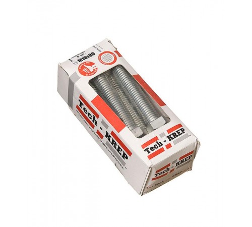 Болт DIN933 8.8 с шестигранной головкой оцинк. М18х80 (8 шт) - коробка с ок. Tech-Kr ( 1,507 кг)  126540  Tech-KREP